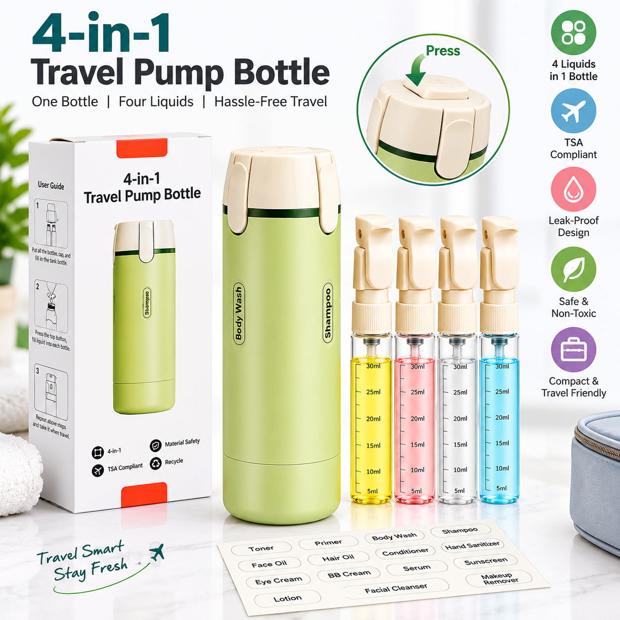 Travel Toiletries Bottle _ 4 in 1